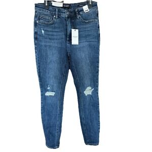 NWT Judy Blue Mid Rise Skinny Kennedy Tummy Control Distressed Jeans Size 9/29